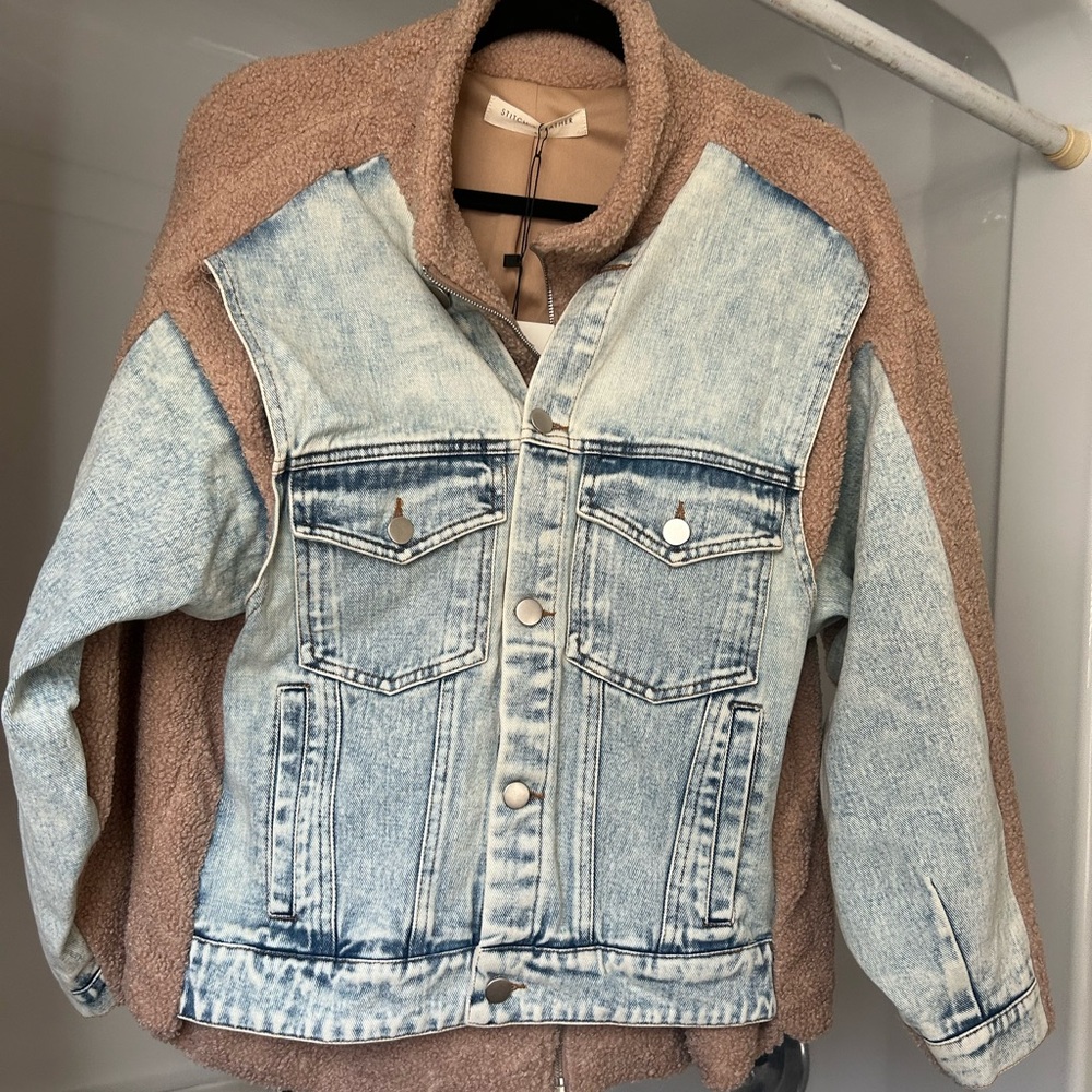 Oversized Denim Sherpa jacket